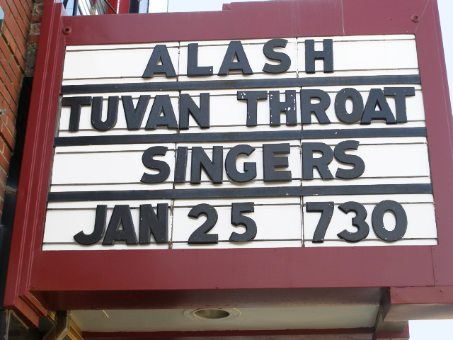 Grand in Ellsworth Maine, advertising the 25 January 2008 performance by Alash