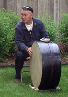 Ayan Shirizhik with drum. Texas. 2007 tour of USA